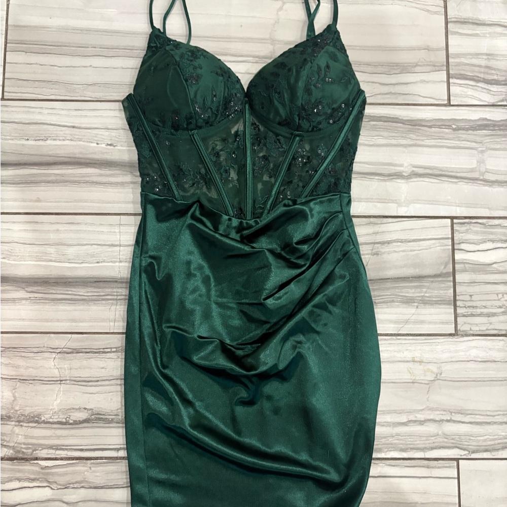 Windsor Deep Green Satin Dress